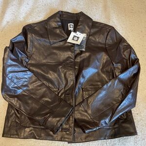 Anne Klein Dark Brown Faux Leather Jacket